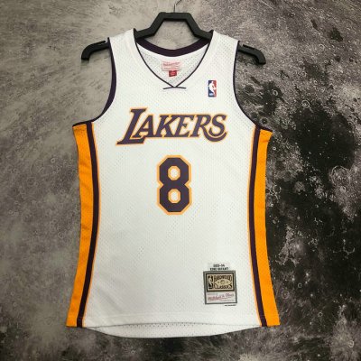 NBA 8 Kobe Bryant Lakers 2003-04 M&N Maillot Retro blanc imprimé